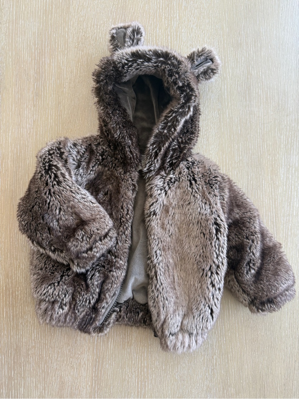 Restoration Hardware Brown Faux Fur Hooded Jacket